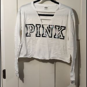 LAST CHANCE Like New PINK long sleeve crop top